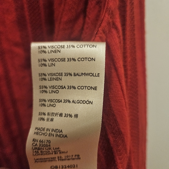 FREE PEOPLE FP women's red striped tie front tank top shirt 10% Linen M Medium - Picture 6 of 10